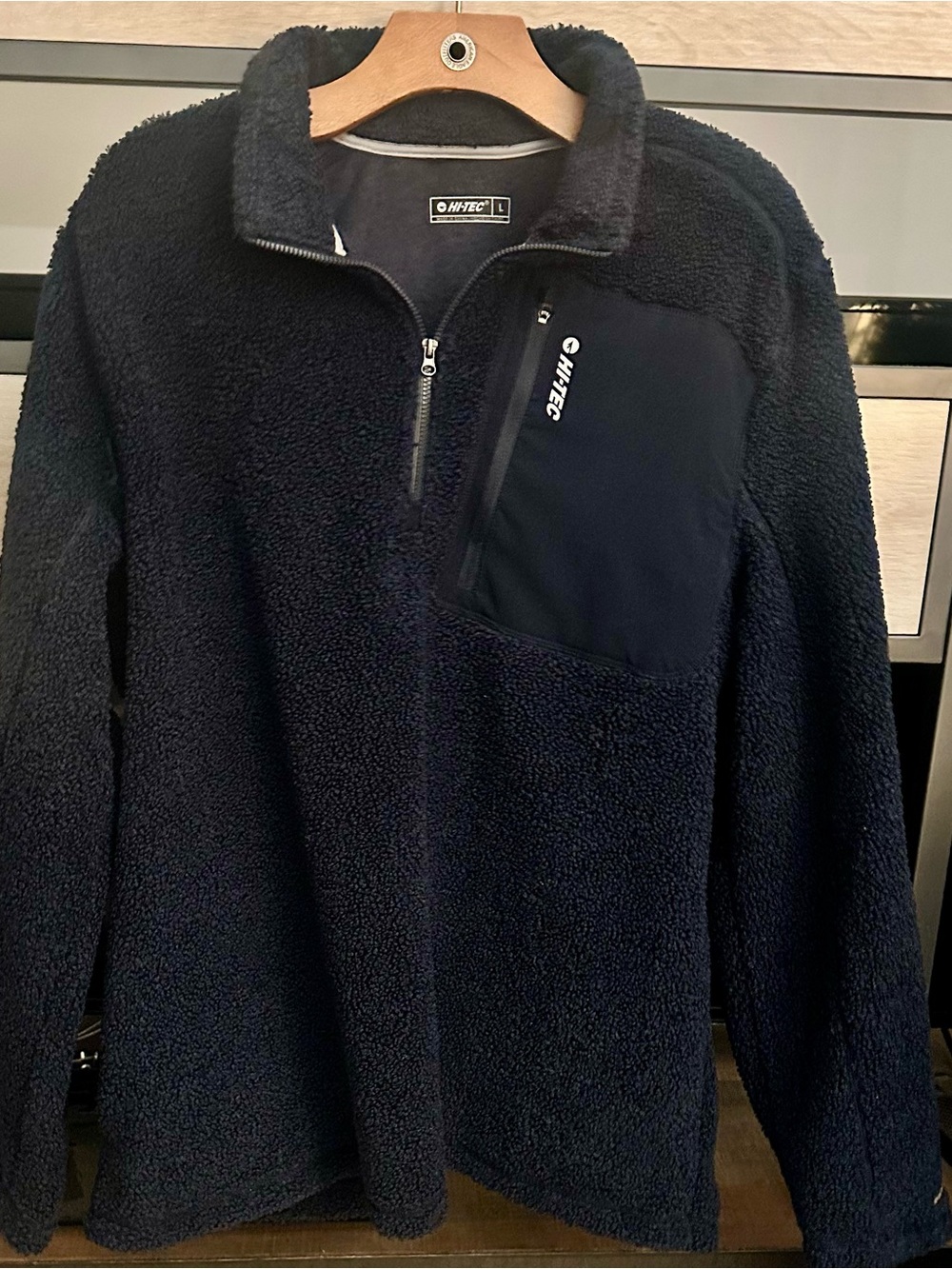 Hi-Tec Men's Navy Sherpa Half-Zip Pullover with Chest Pocket